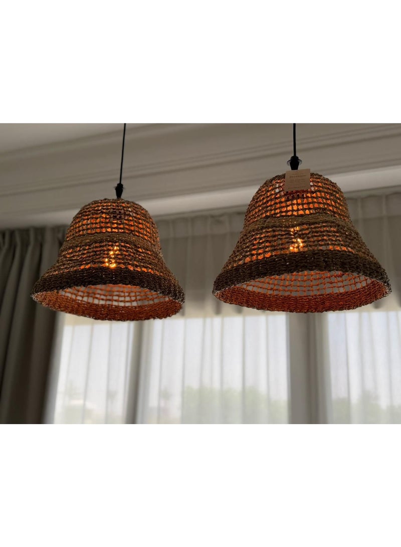 Eco Chic House Handwoven Seagrass & Palm Leaf Boho Lampshade – Natural Boho Pendant Light Cover  - Image 2