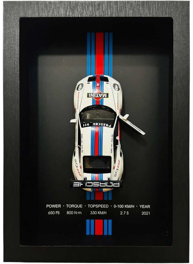 Porsche 3D Wall art,3D Diecast Model Car Frame, 911 GT3 Interactive Wall Décor with Openable Doors, Pull Back Cars Diecast Metal & Light Music car Toys for Kids, adults | Premium Car Model Display  - Image 1