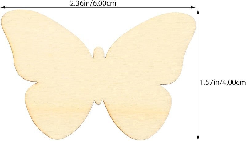 TINKSKY 50pcs Wooden Butterfly Shapes Craft Blank Natural Unfinished Cutout Shape Wooden Butterfly Christmas Wedding Guestbook Decoupage Family Tree Decoration Valentines Day Gift DIY - Image 2
