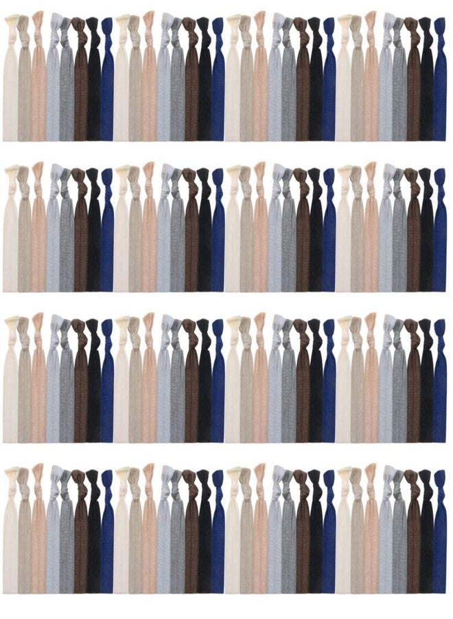 manipepe 120 Pack Neutral Color No Crease Ribbon Elastics Hair Ties Women Yoga Knotted Ponytail Holder - Image 1