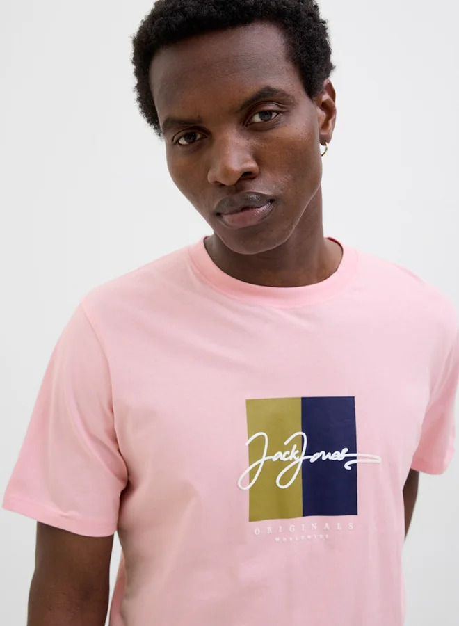 جاك اند جونز Graphic Print Round Neck T-Shirt