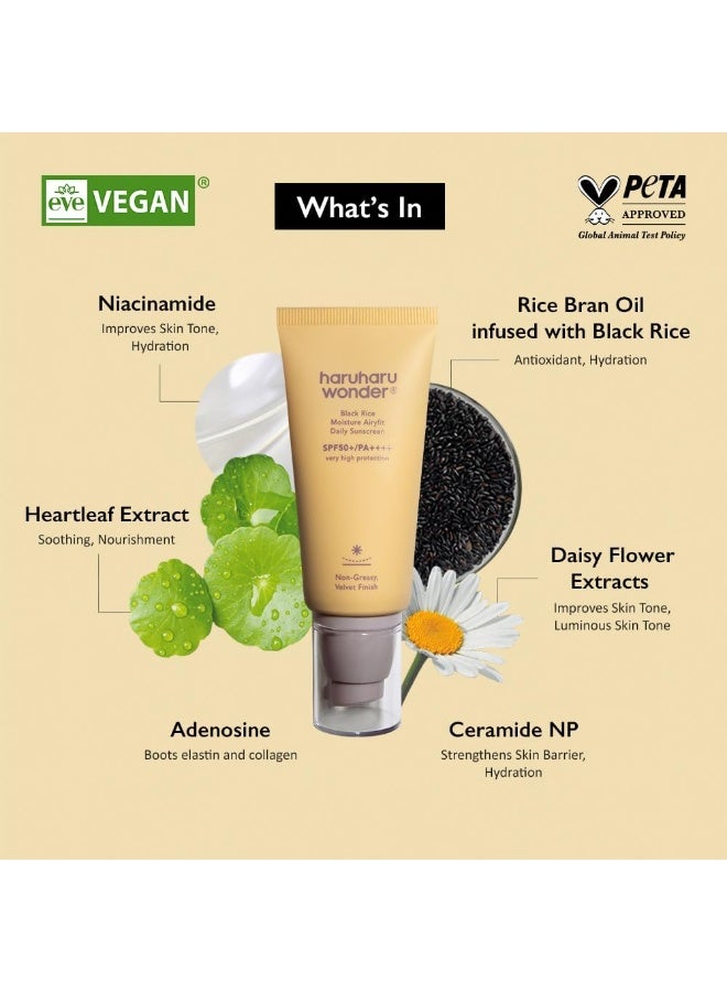 haruharu Wonder Black Rice Moisture Airyfit Daily Sunscreen SPF50+/PA++++ 50ml - Image 2