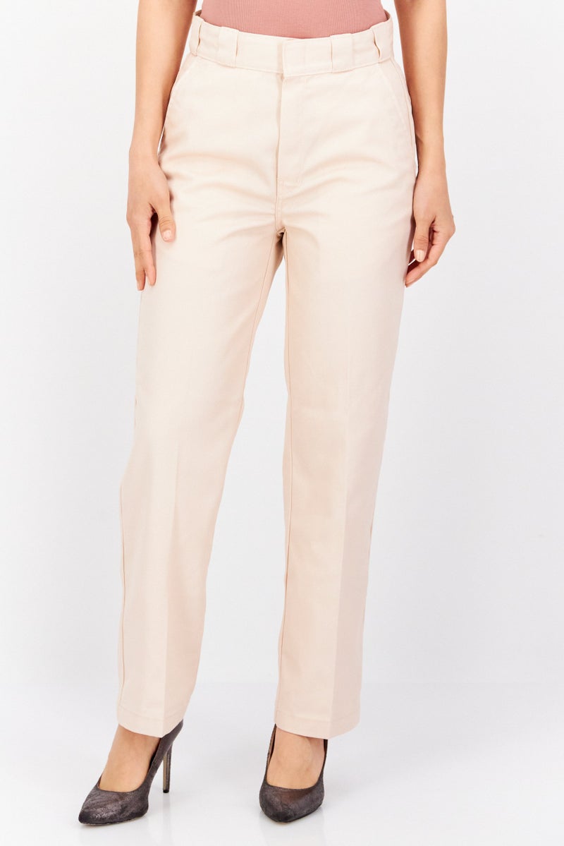 Dickies بنطلون تشينو نسائي بقصة عادية، وردي فاتح - Image 1