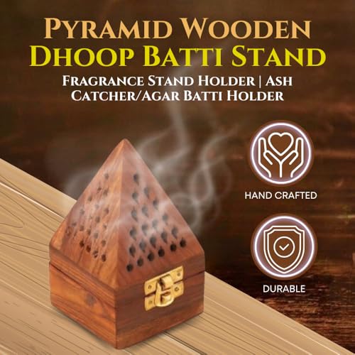 Amzgear Wooden Sambrani Dhoop Stand Incense Holder Perfect Pooja Room Stand Decoration Item, Dhup Dani & Doopam Holder, Essential Puja Item for Home Mandir and Pooja Thali Set Rituals - Image 2