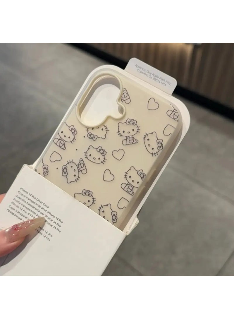 NIBEMINENT Dopamine Kitty Protective TPU Case Cover For iPhone 14, Antique White