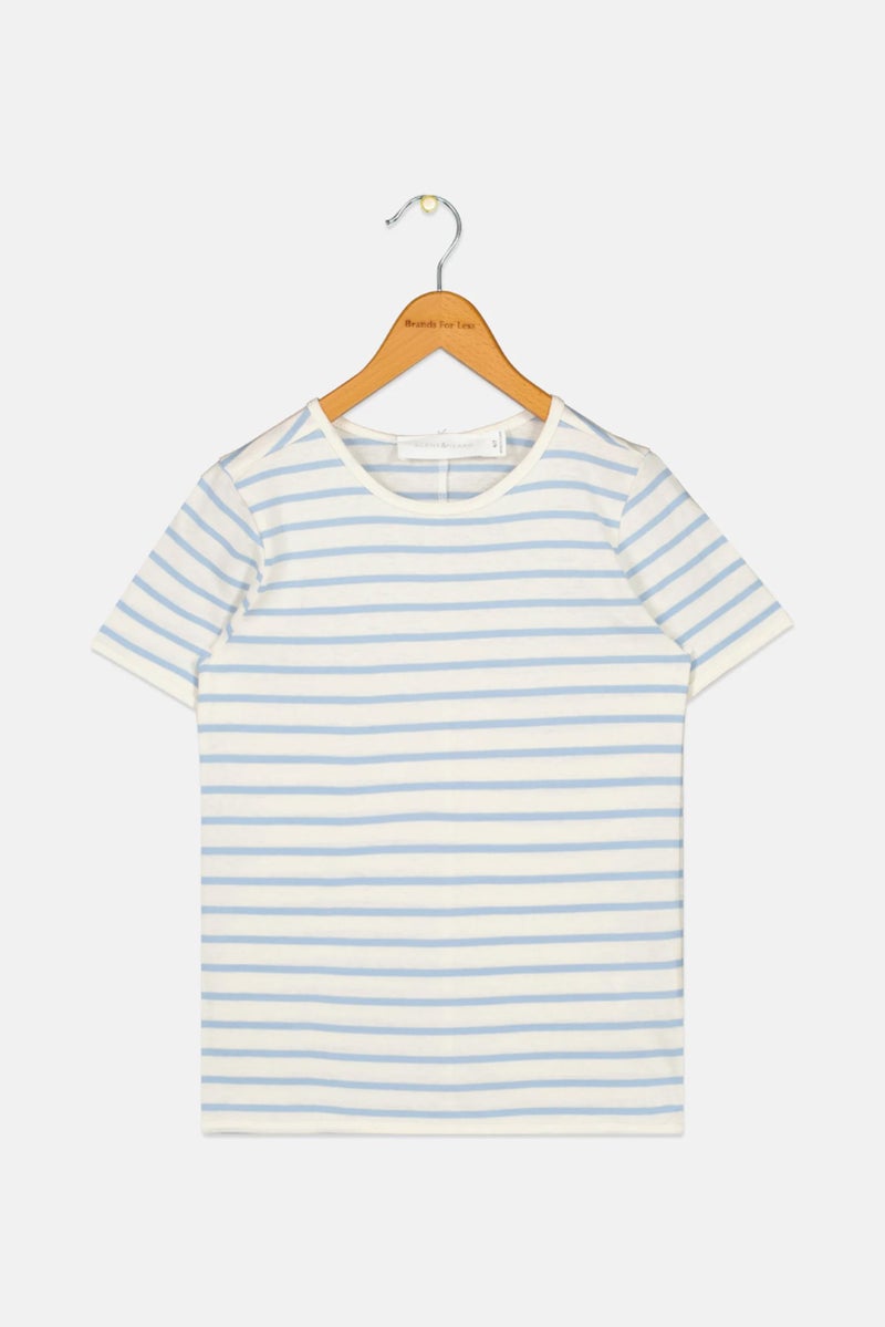 Scene & Heard Kids Girl Short Sleeve Stripe T Shirt, White - Image 3