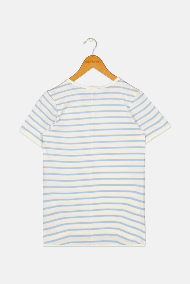 Scene & Heard Kids Girl Short Sleeve Stripe T Shirt, White - Image 2
