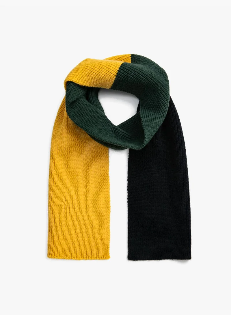 كوتون Two Colors Knit Scarf