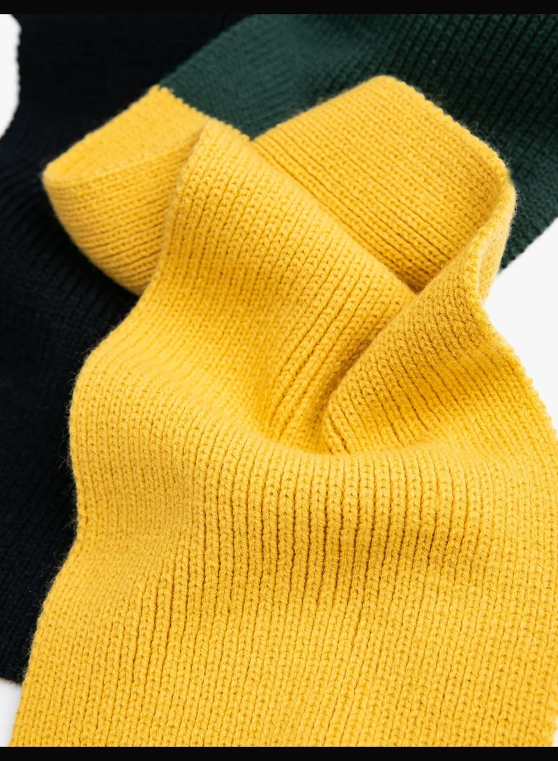 كوتون Two Colors Knit Scarf