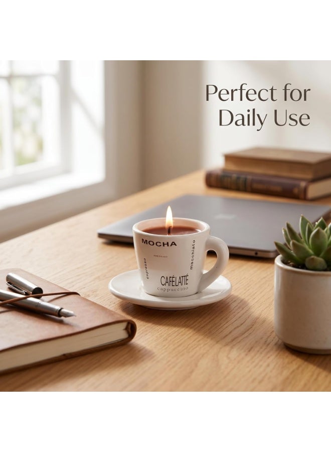 Coffee Scented Candle Set in Reusable Porcelain Cup with Holder, Elegant Aromatherapy Candle Mug for Home and Office Decor, Stylish Gift for Coffee Lovers and Scented Candle Enthusiasts - Image 5