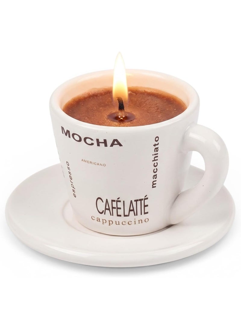 Coffee Scented Candle Set in Reusable Porcelain Cup with Holder, Elegant Aromatherapy Candle Mug for Home and Office Decor, Stylish Gift for Coffee Lovers and Scented Candle Enthusiasts - Image 1