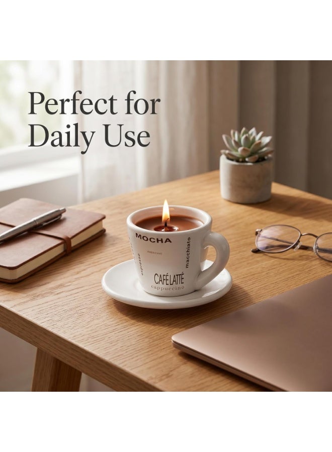 Coffee Scented Candle Set in Reusable Porcelain Cup with Holder, Elegant Aromatherapy Candle Mug for Home and Office Decor, Stylish Gift for Coffee Lovers and Scented Candle Enthusiasts - Image 4