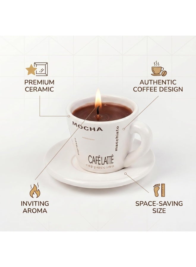 Coffee Scented Candle Set in Reusable Porcelain Cup with Holder, Elegant Aromatherapy Candle Mug for Home and Office Decor, Stylish Gift for Coffee Lovers and Scented Candle Enthusiasts - Image 3
