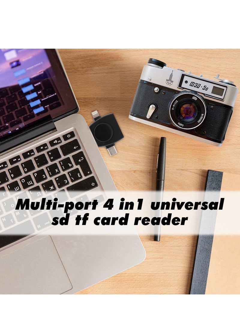 Multi-Port SD Card Reader for ipad, 4 In1 Universal SD TF Card Reader, SDTF Card Camera Reader Adapter Compatible with MacBook, Laptops, Tablets, Smartphones (Black) - Image 5