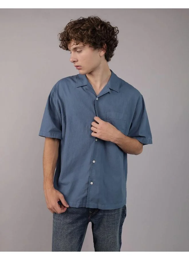 American Eagle AE Poolside Linen-Blend Button-Up Shirt