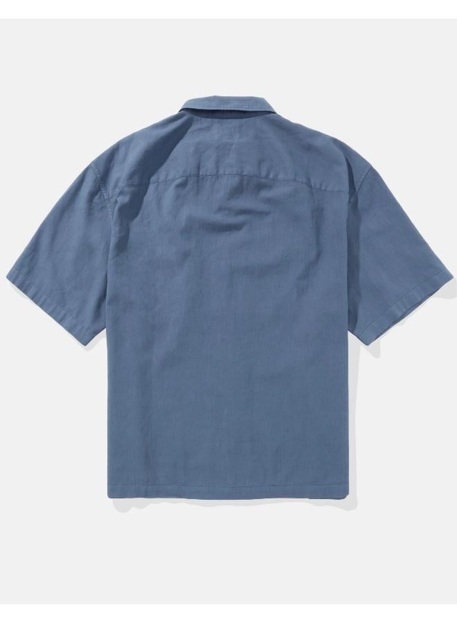 American Eagle AE Poolside Linen-Blend Button-Up Shirt  - Image 4