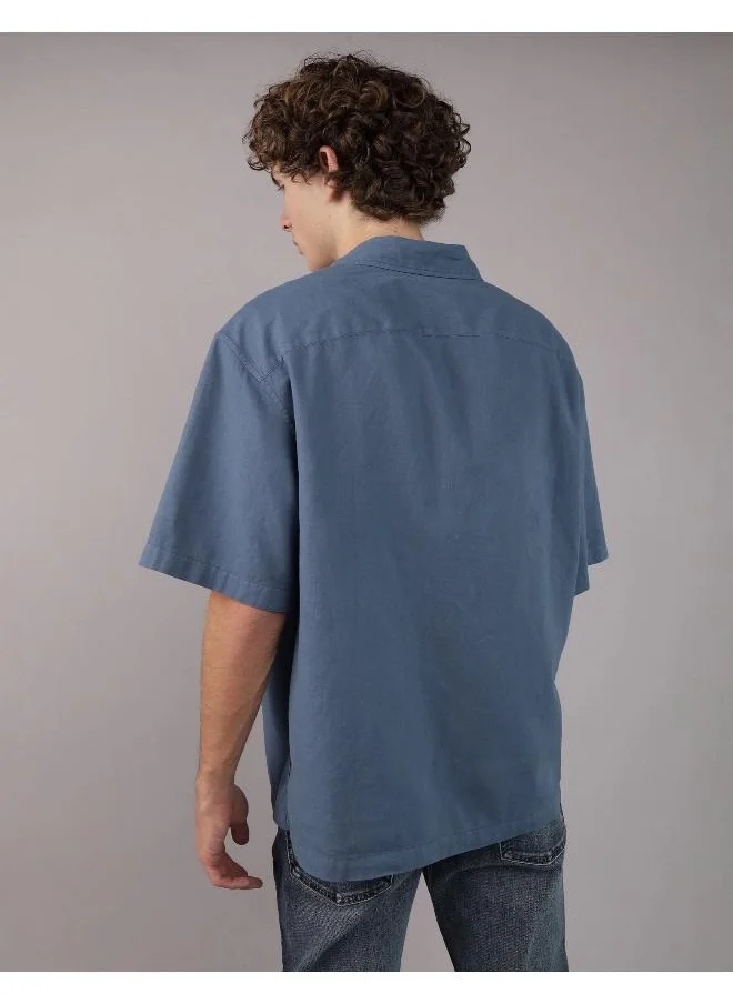 American Eagle AE Poolside Linen-Blend Button-Up Shirt