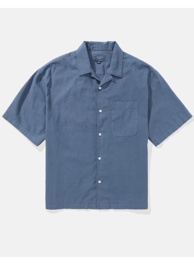 American Eagle AE Poolside Linen-Blend Button-Up Shirt  - Image 3