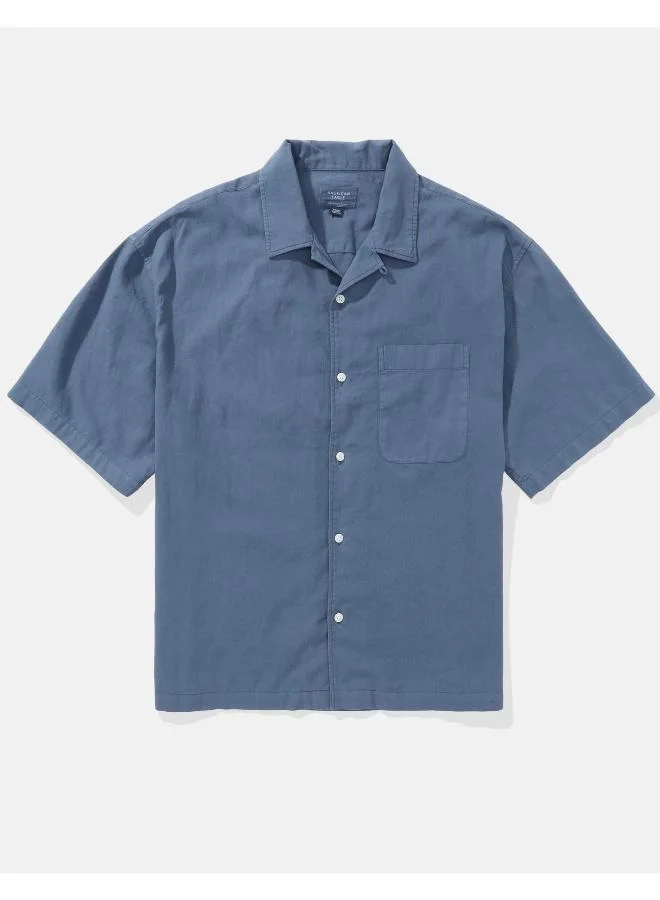 American Eagle AE Poolside Linen-Blend Button-Up Shirt