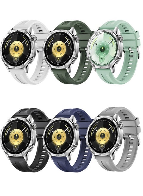 6  Pcs Silicone Bands Compatible with Huawei Watch GT6/GT5/UItimate2/UItimate 46mm Soft Classic Replacement Strap for GT4/GT4Pro/GT3/GT3Pro/GT2Pro/GT2 46mm Watch Band 22MM