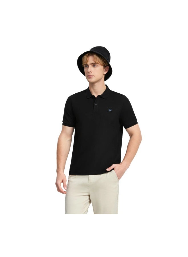 GIORDANO قميص بولو أسود بقصة عادية للرجال - Image 2