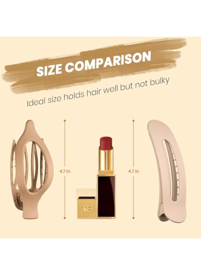 Flat Hair Clips, 6 Pack 4.7 Inch French Concord Flat Hair Clips for Women Girls, 2 Styles Claw Clips, for Thick Thin Hair, Strong Hold Duck Billed Clips, Barrettes Accessories - Image 3