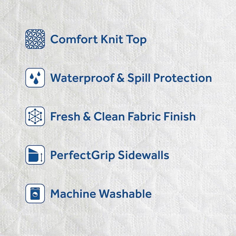 Sealy Clean Protection Waterproof Fitted Mattress Protector King Comfort Soft Knit Top Sidewall Mattress Cover (White) - Image 3