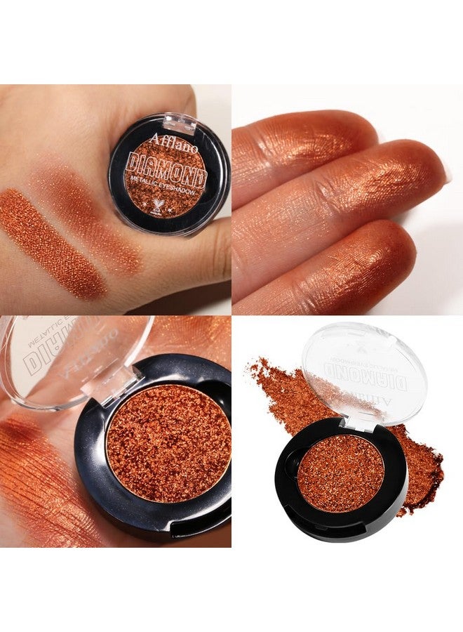 Metallic Orange Red Eyeshadow, Warm Red Glitter Eyeshadow Palette One-Swipe Coverage, Intense Color Sparkle Red Brick Eyeshadow, Long Lasting Fall Eye Shadow For Women Halloween Pumpkin Makeup