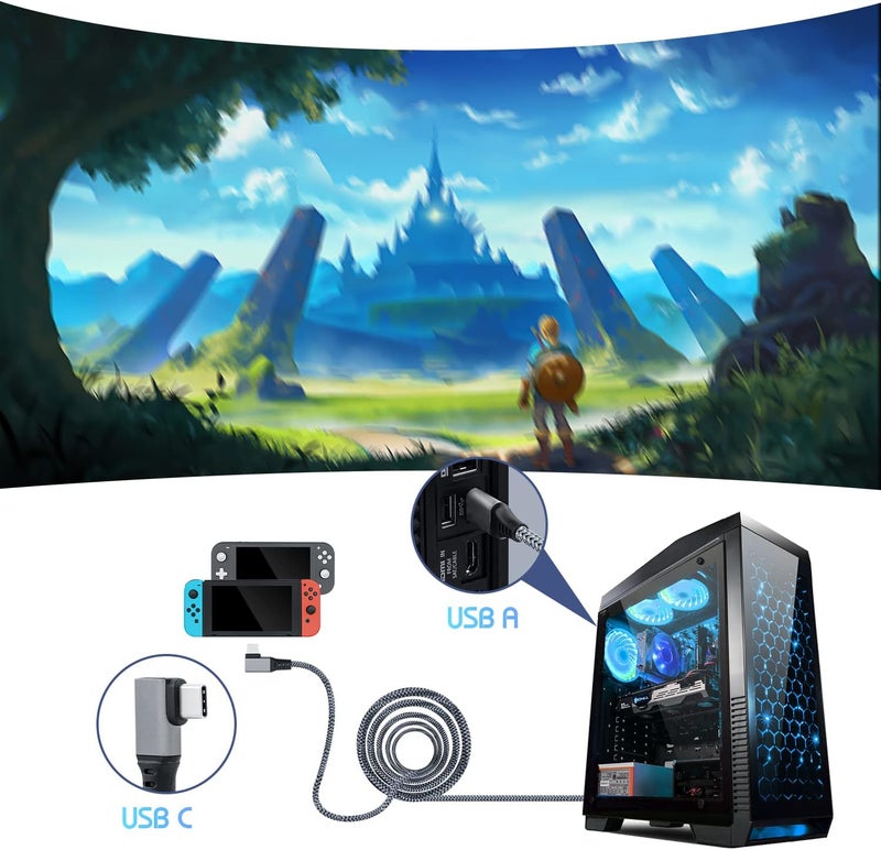 20ft / 6M Link Cable متوافق مع Oculus Quest 2 / Oculus Quest ، نوع C إلى USB 3.0 كابل الشحن السريع ونقل البيانات لأجهزة PS5 / Xbox Series X & S / NS Switch / Type-C Port - أسود - Image 4