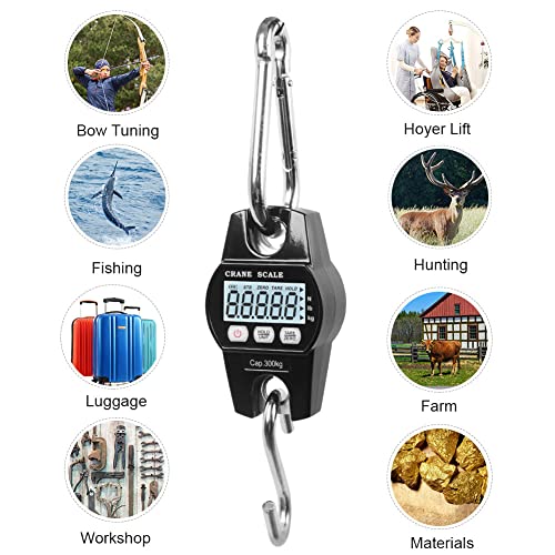 Fuzion Hanging Scale 660lb Heavy Duty Crane Scale Aluminum Body Stainless Steel Hook Hoyer Lift Scale with HoldTare Digital Hanging Scales for Farms Hunting Fishing and Weighing Luggage - Image 3