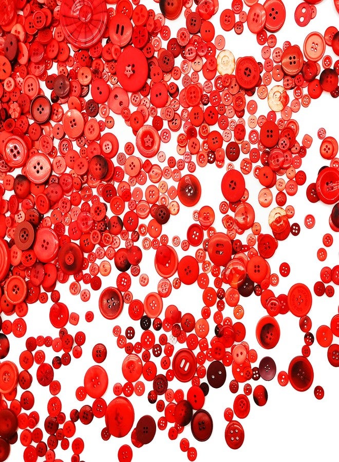 Qovydx 1600Pcs Red Buttons for Crafts Bulk Assorted Sizes Red Craft Button Assortment Christmas Buttons - Image 3