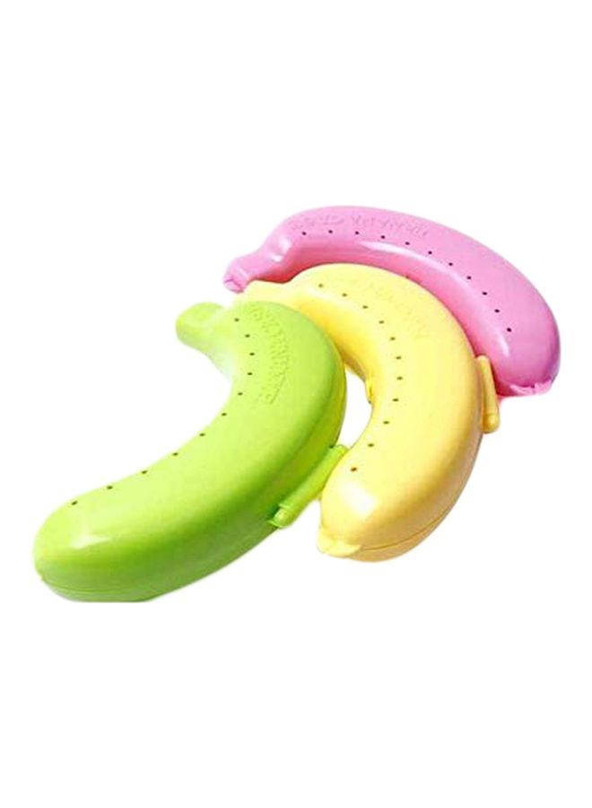 NIBEMINENT 3-Piece Banana Protector Pink/Green/Yellow 19.5x13x4.4centimeter