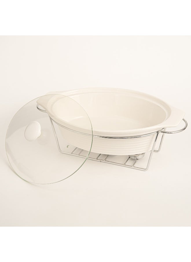 La Mesa 15"Oval Casserole With Candle Stand Silver  - Image 2