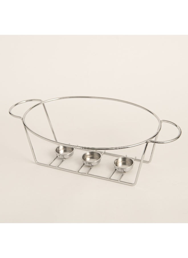 La Mesa 15"Oval Casserole With Candle Stand Silver  - Image 3