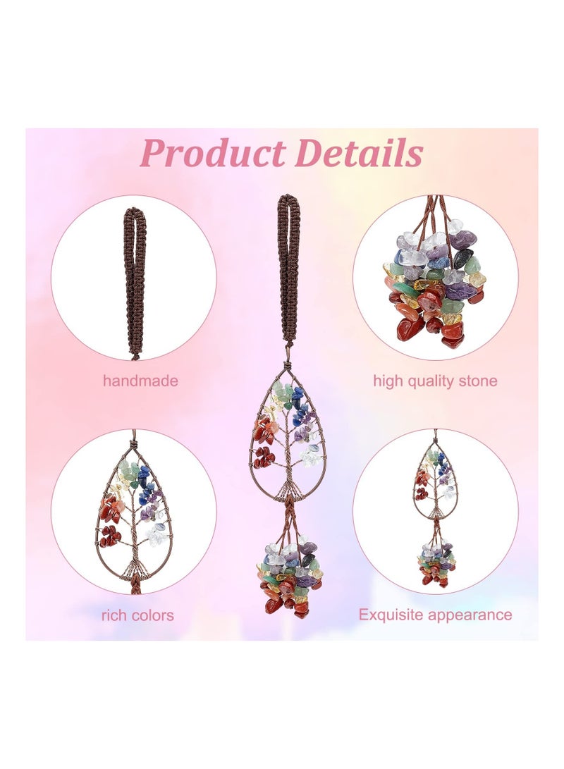 Captaintech 3Pcs Hanging Ornaments Decor, 3 style Healing Crystals Tree of Life 7 Chakras Car Hanging Accessories Home Decor Meditation Ornaments - Image 3