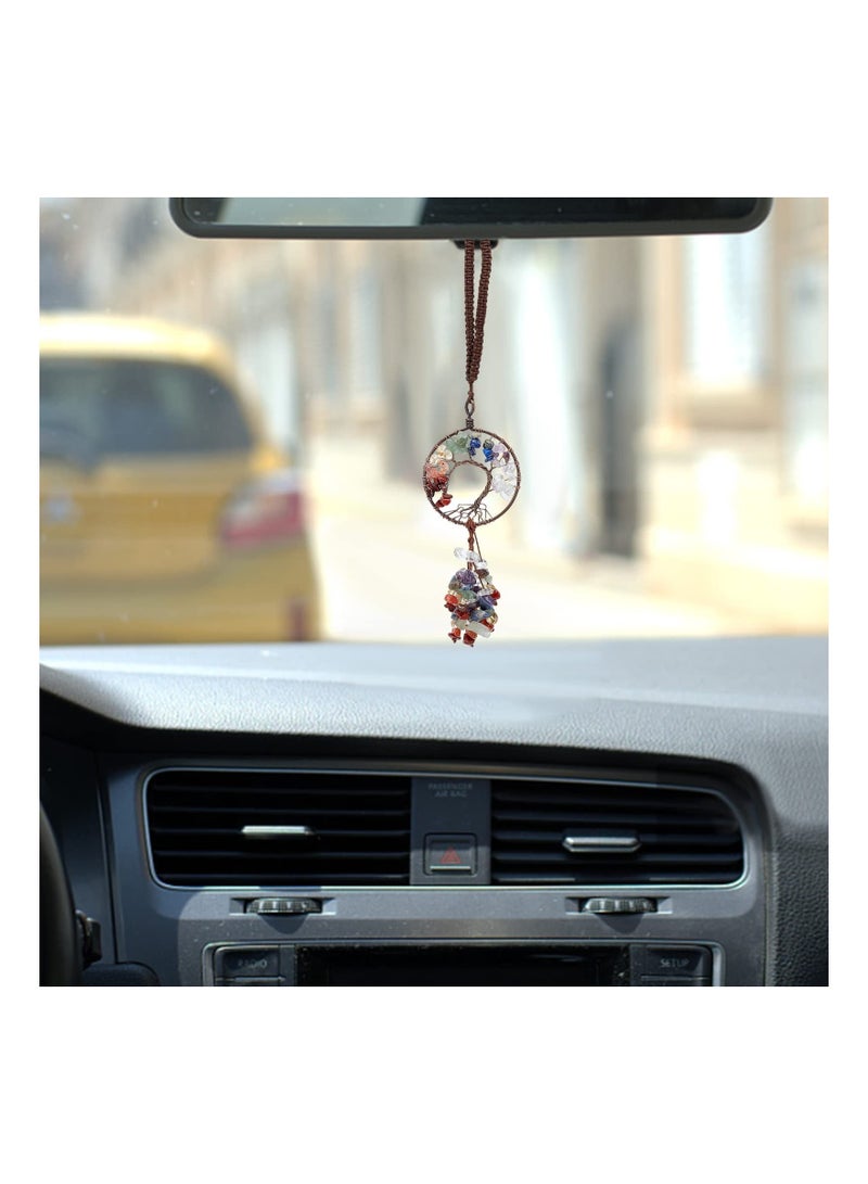 Captaintech 3Pcs Hanging Ornaments Decor, 3 style Healing Crystals Tree of Life 7 Chakras Car Hanging Accessories Home Decor Meditation Ornaments - Image 5