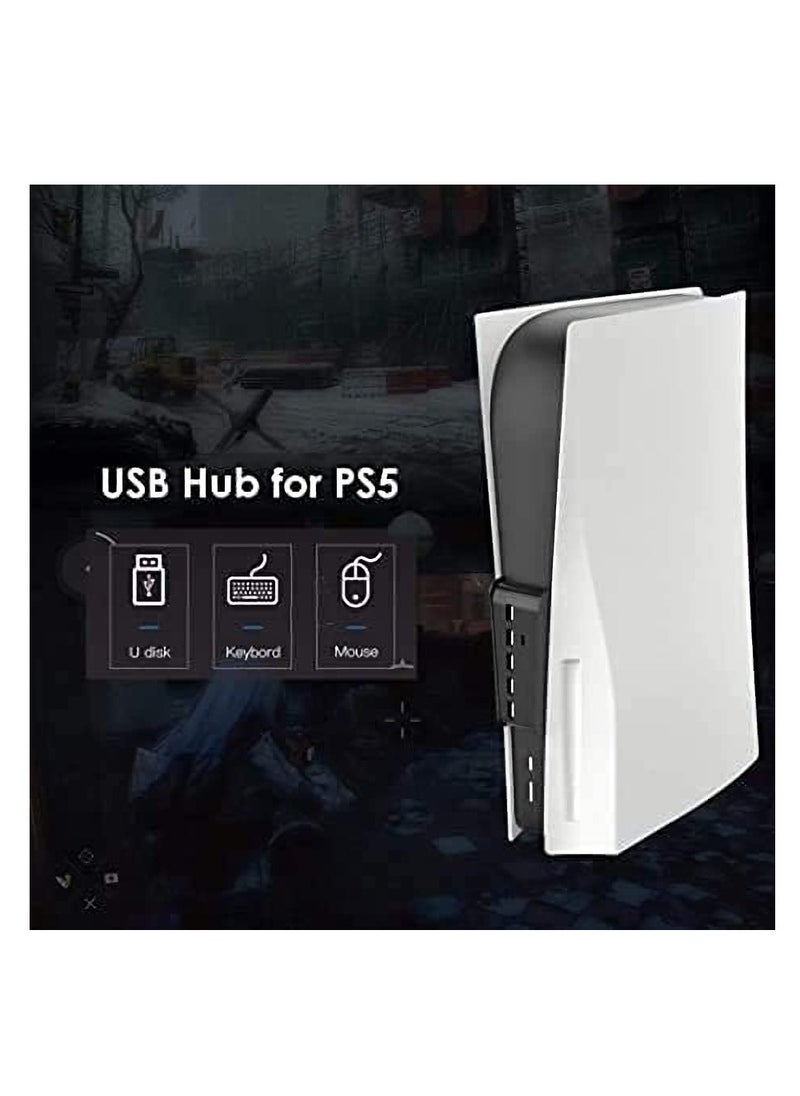 Excefore USB hub For PS5 , USB 2.0 3.0 High-Speed Expansion Adapter,with a Type c Port,A USB Charging Port and 4 USB Extension Ports,Perfect USB Hub Designed for PS5 (Black)  - Image 3