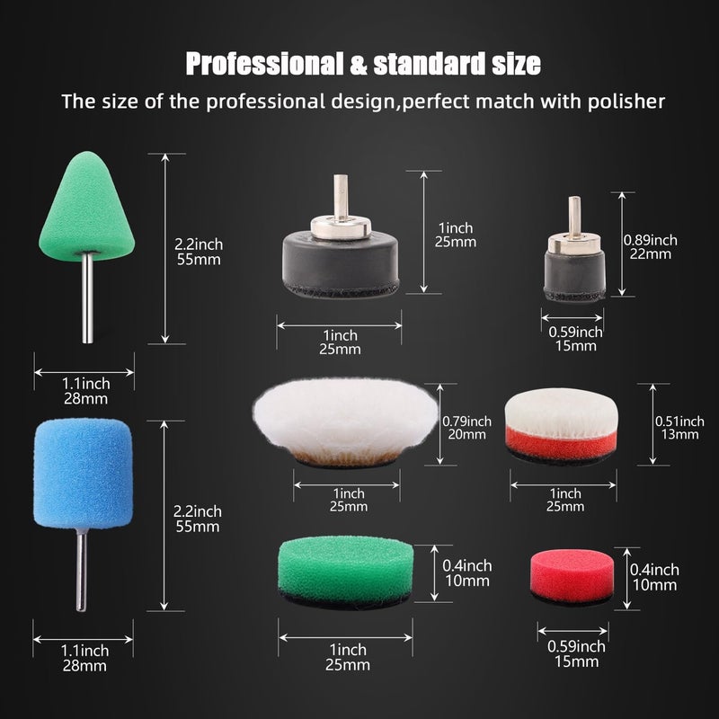 SPTA Mini Buffing Polishing Pads, 16Pcs Mini Detail Polisher Pads Use On Rotary Tools,Cordless Electric Drill, Mini Polisher Tool for Tight Area Detailing Polishing Waxing and Sealing Glaze -HTDEPMIXUS - Image 3