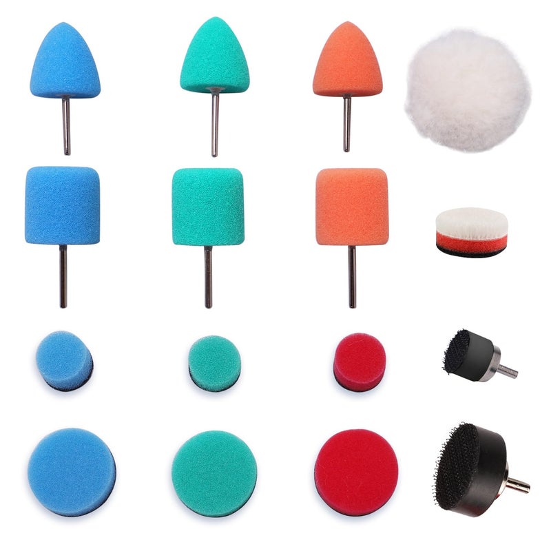 SPTA Mini Buffing Polishing Pads, 16Pcs Mini Detail Polisher Pads Use On Rotary Tools,Cordless Electric Drill, Mini Polisher Tool for Tight Area Detailing Polishing Waxing and Sealing Glaze -HTDEPMIXUS - Image 1