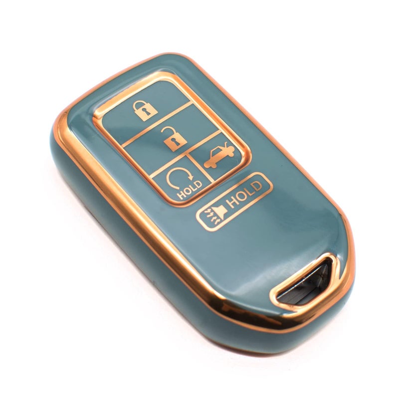 FEYOUN Key Fob Cover Compatible with Honda Accord Civic CRV Insight Passport Pilot Smart 5 Buttons TPU Remote Keyless Key Fob Case Protection Shell Accessories Blue Gray - Image 3