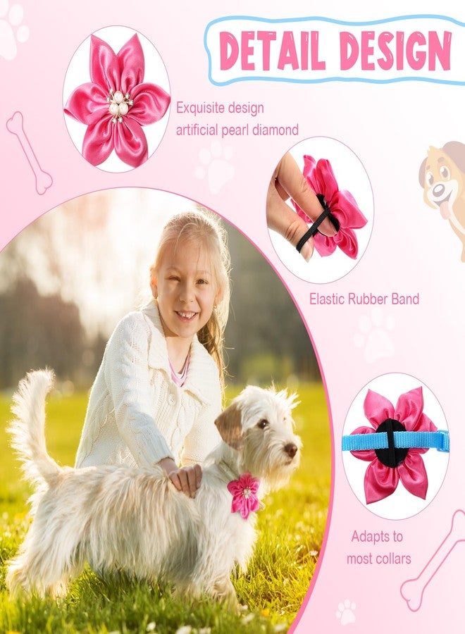 Reginary 20 Pcs Dog Collar Flowers, Pet Flower Bow Ties Multi Color Dog Charms Flower 3.35 Inch for Puppy Cat Pet Collar Grooming Accessories - Image 3