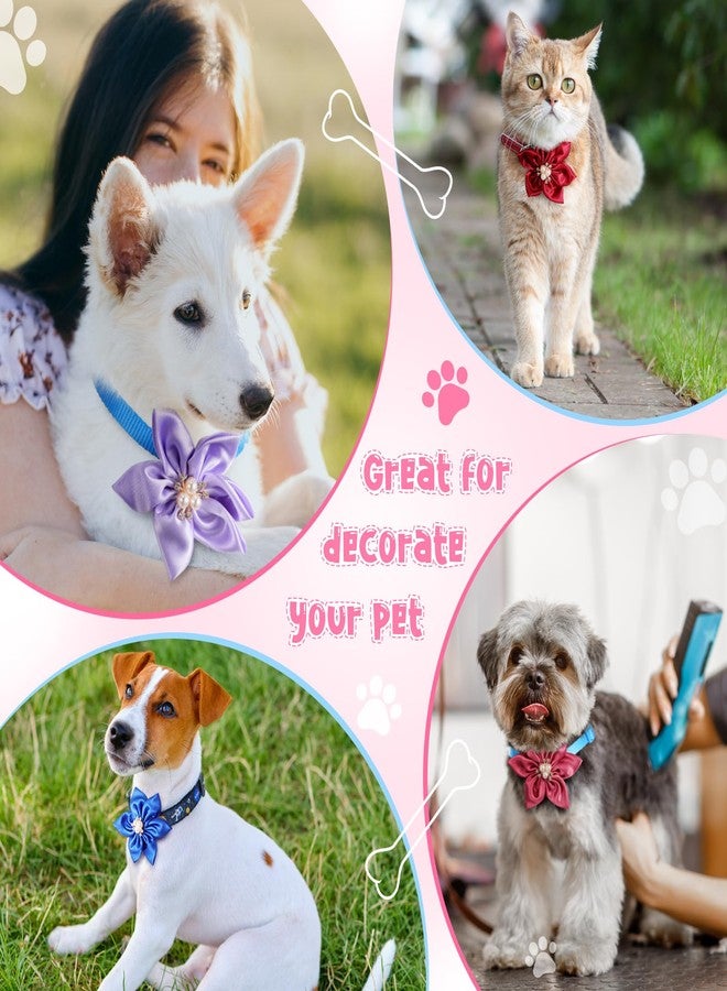 Reginary 20 Pcs Dog Collar Flowers, Pet Flower Bow Ties Multi Color Dog Charms Flower 3.35 Inch for Puppy Cat Pet Collar Grooming Accessories - Image 4