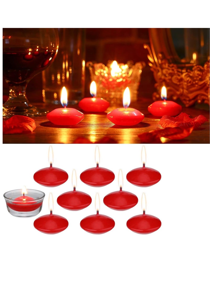 ار ار براند شموع عائمة غير معطرة 1.5 انش 9 قطعة شموع حمام السباحة لاشعال دائري الشكل ديكور الشموع لحفل الزفاف وحمام السباحة وحوض الاستحمام والعشاء ديكور هدايا حفلات (لون احمر) - Image 1