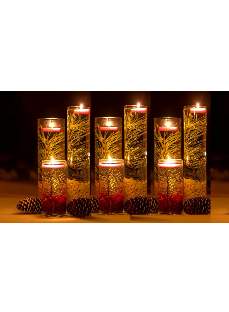 ار ار براند شموع عائمة غير معطرة 1.5 انش 9 قطعة شموع حمام السباحة لاشعال دائري الشكل ديكور الشموع لحفل الزفاف وحمام السباحة وحوض الاستحمام والعشاء ديكور هدايا حفلات (لون احمر) - Image 2