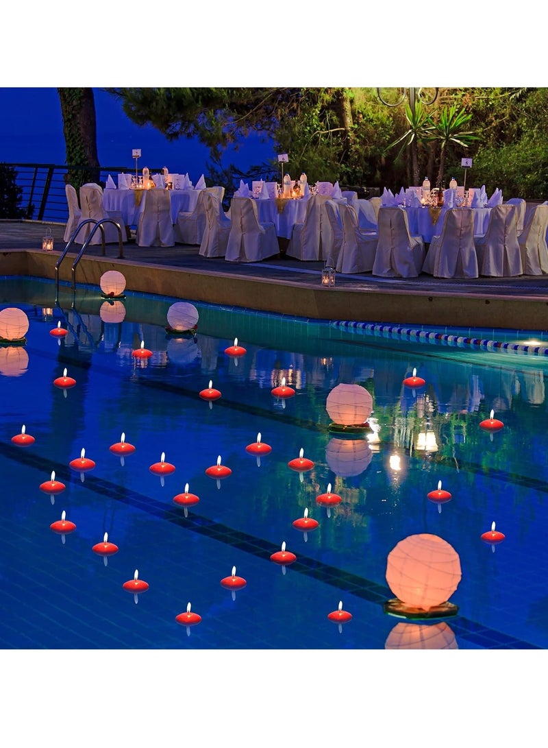 ار ار براند شموع عائمة غير معطرة 1.5 انش 9 قطعة شموع حمام السباحة لاشعال دائري الشكل ديكور الشموع لحفل الزفاف وحمام السباحة وحوض الاستحمام والعشاء ديكور هدايا حفلات (لون احمر) - Image 3