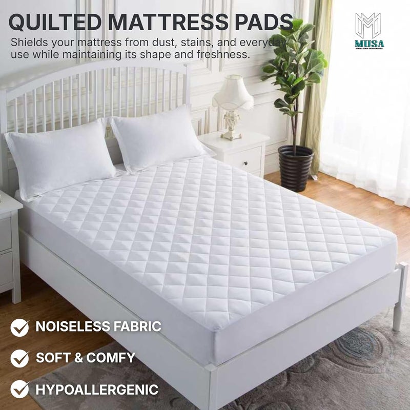 MUSA MUSA Quilted Fitted Mattress Pad - California King Size, Breathable & Washable Protector - Image 3