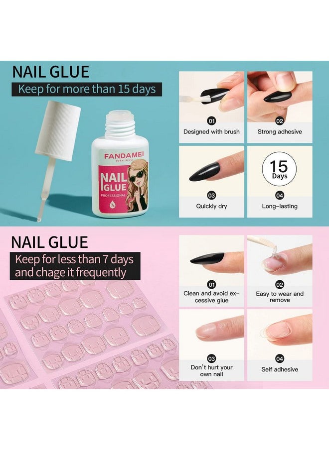 FANDAMEI Press On Nails Almond, 24 Colors 576Pcs Press On Nails Medium Almond, Acrylic Medium Fake Nails Full Cover, Natural Press On Nails Glossy, False Nails With Nail Glue  - Image 3