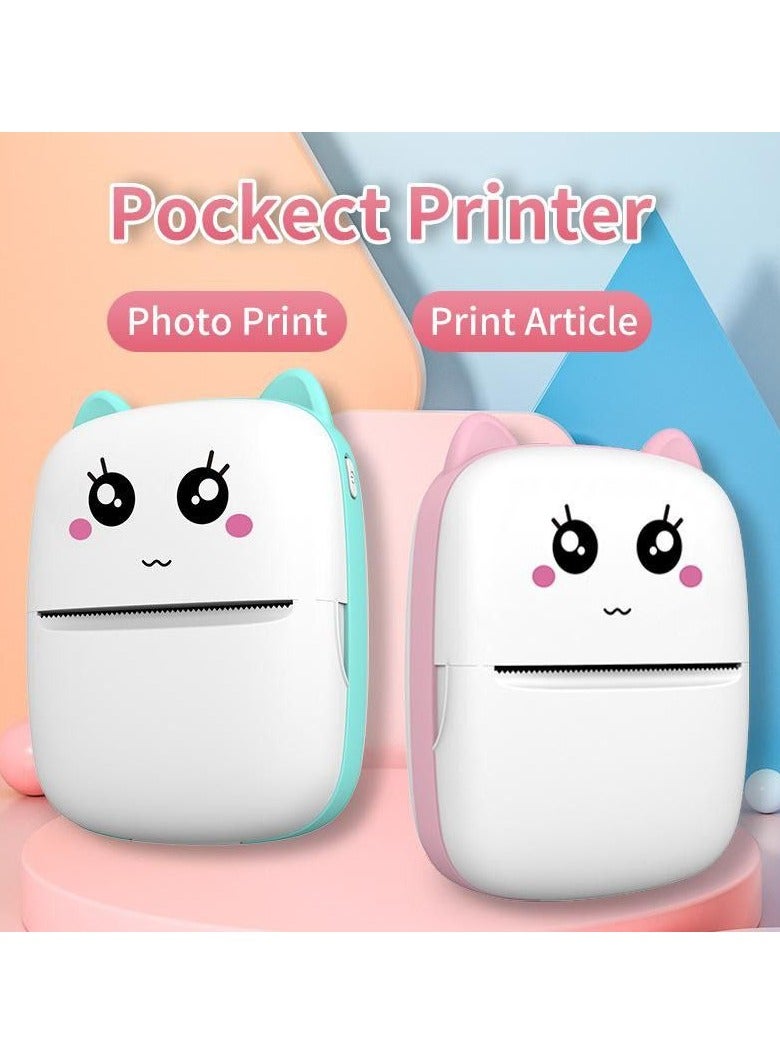 Mini Thermal Printer,Wireless 200DPI Photo Printer,Cute Pocket Receipt Label Sticker Maker Rechargeable - Image 1
