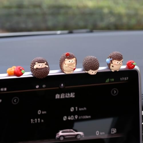 Kiofs Cute Hedgehog Car Dashboard Decor Car Accessories for Women Interior Aesthetic Hedgehog Figurines Rearview Mirror Ornament Set of 6 - Image 1