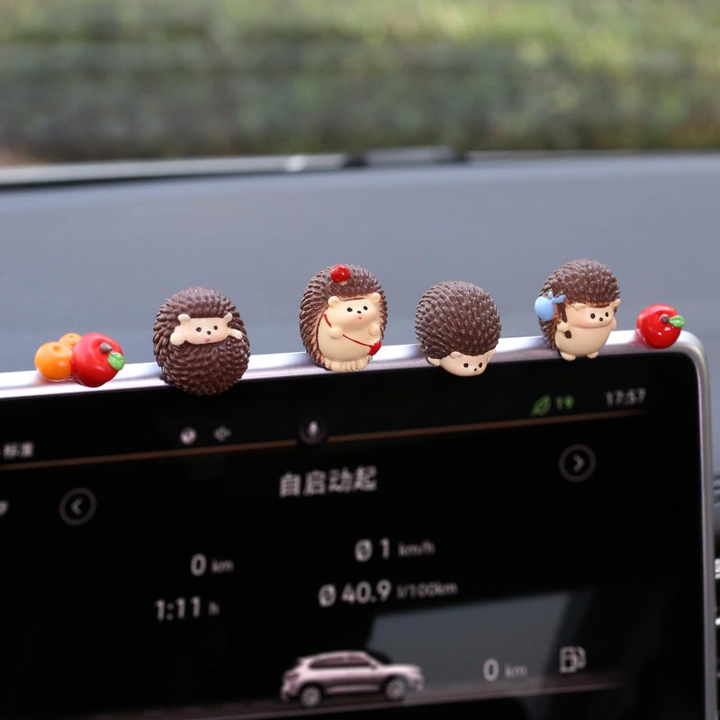 Kiofs Cute Hedgehog Car Dashboard Decor Car Accessories for Women Interior Aesthetic Hedgehog Figurines Rearview Mirror Ornament Set of 6 - Image 3